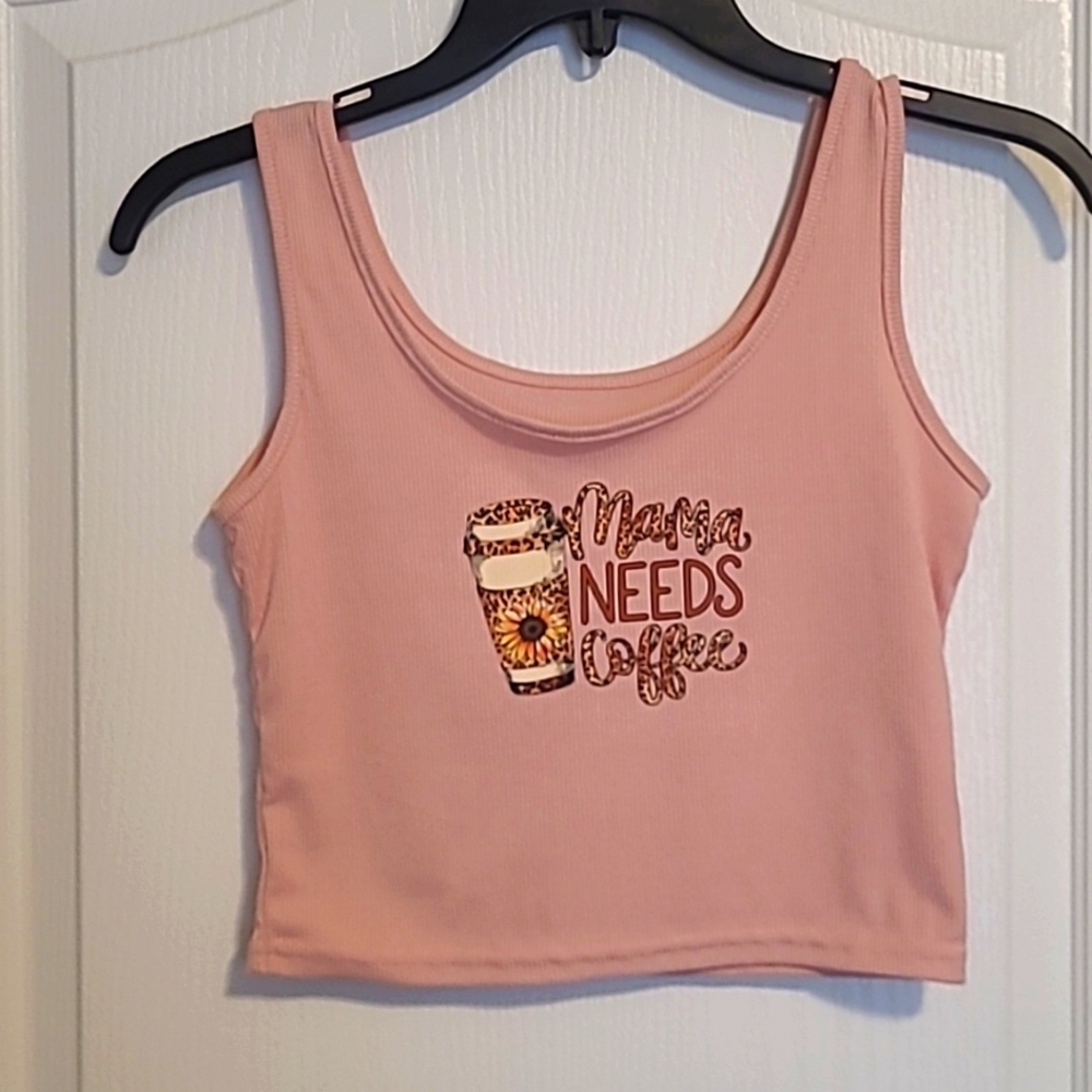 🛍👚#Mama Needs Coffe✨️ Handcrafted Crop Top